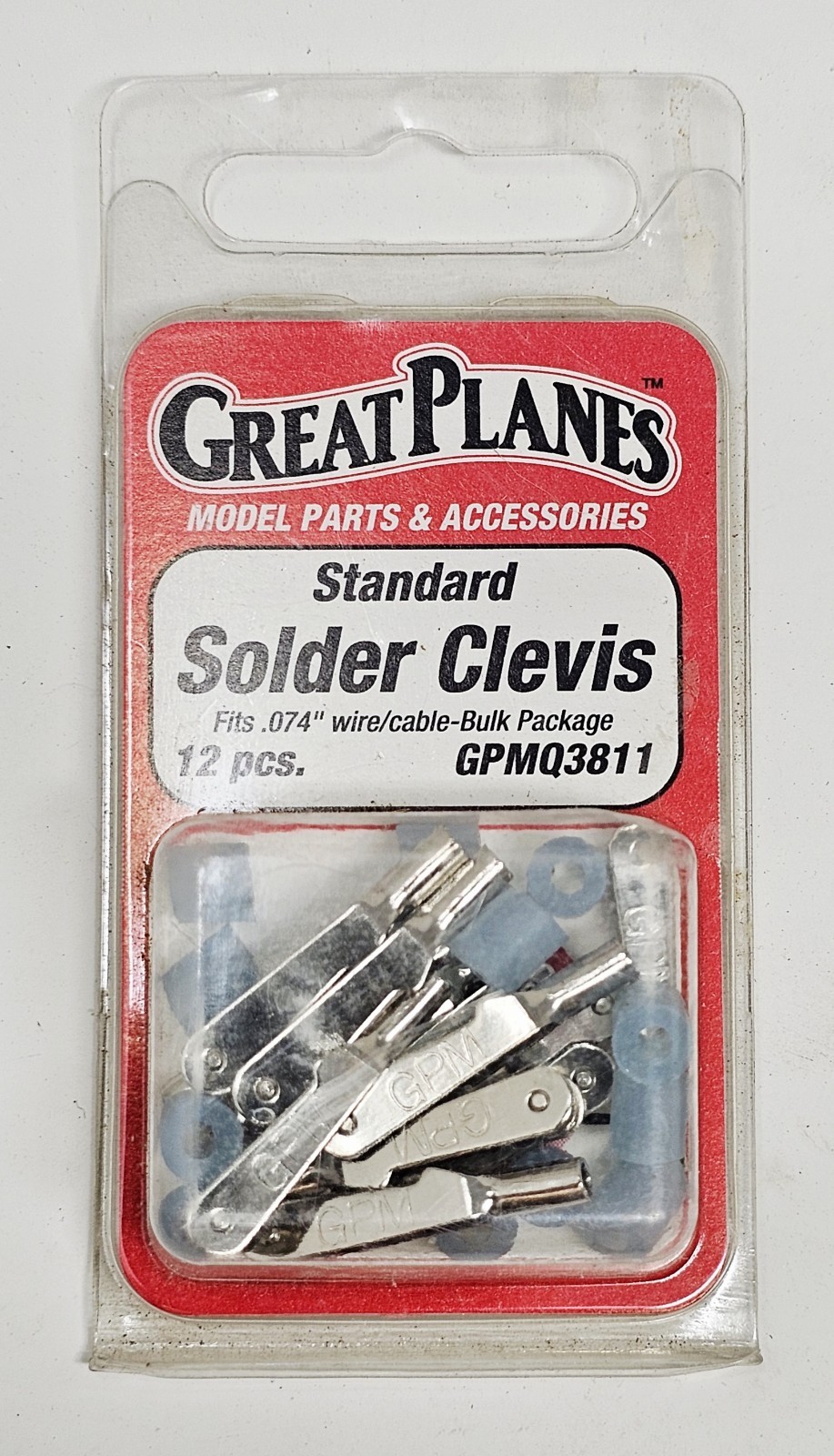 Great Planes Standard Solder Clevis GPMQ3811 .074 Wire 12pc NOS RC Airplane