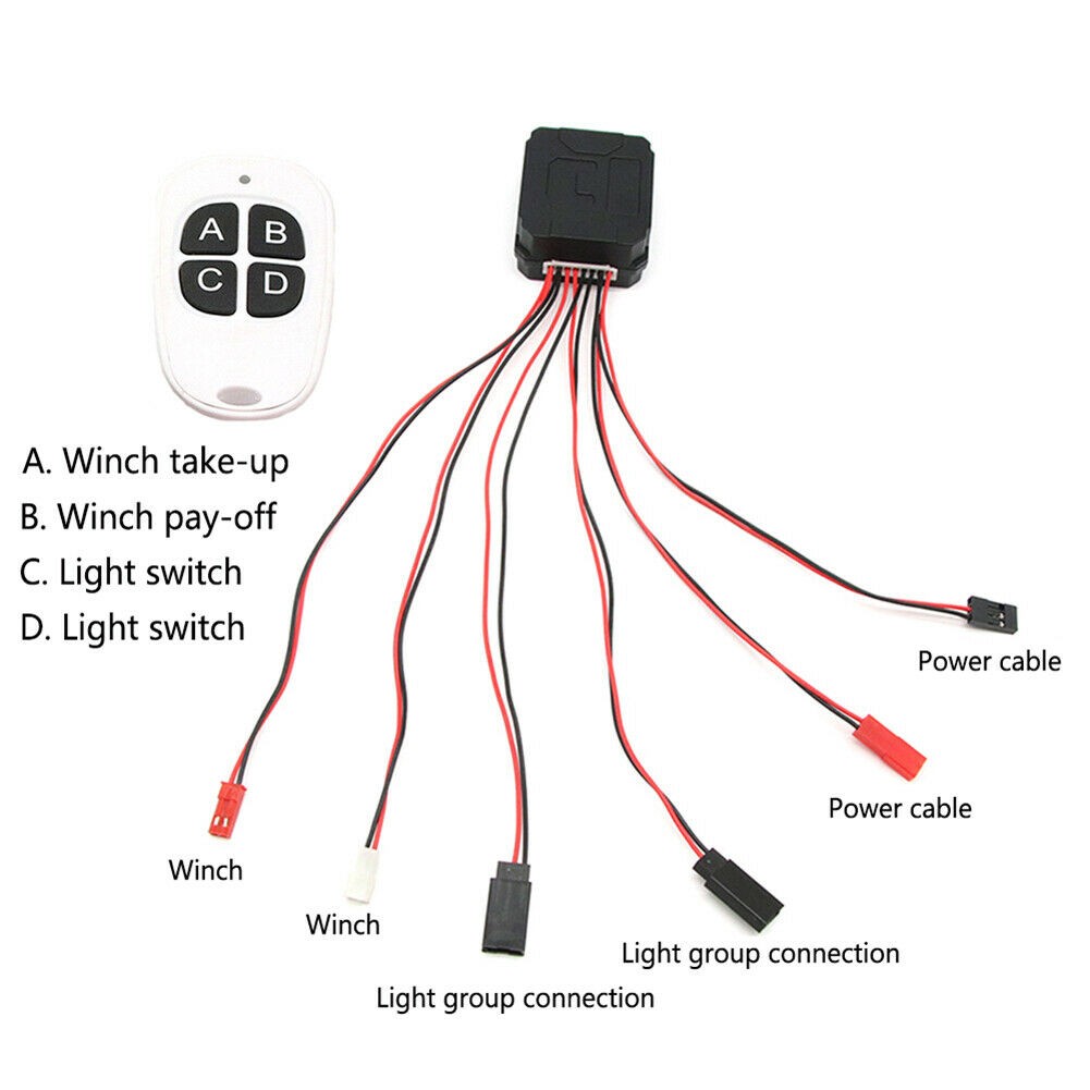 4-Channel Winch Remote Controller Light Group Switch For RC 1:10 TRX-4 SCX10 D90
