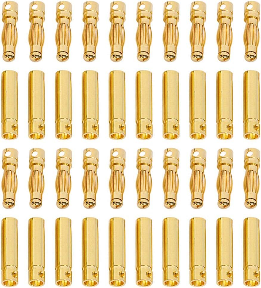 20 Pair 4mm Gold Bullet Banana Connector Plug for ESC Brushless Motor RC Battery