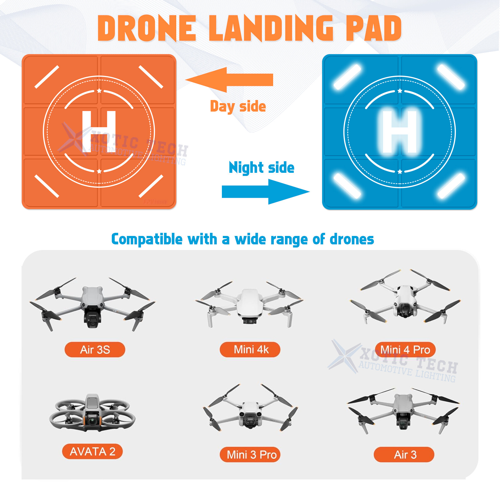 Nighttime Reflective Drone Landing Pad Double Sided Fast-Fold Helipad Waterproof