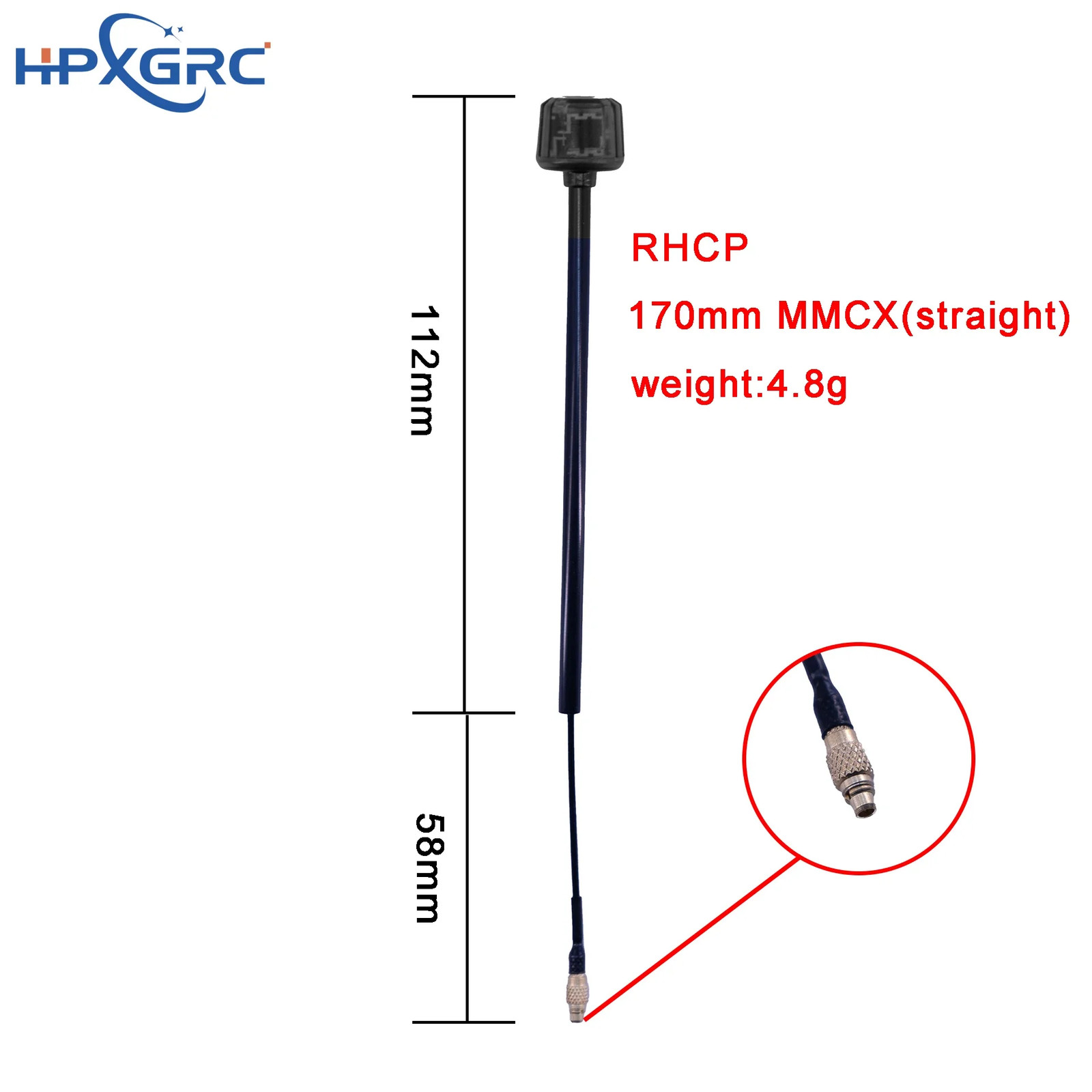 HPXGRC 5.8G FPV Antenna Long Version – RHCP for 5.2-6GHz RC Quadcopter Drone
