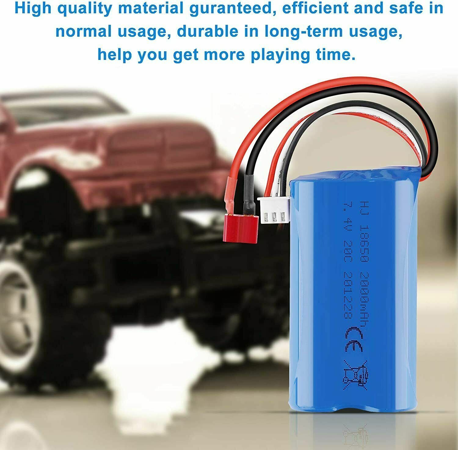 2000mAh 7.4V Li-ion Battery T Plug Battery Charger for RC Truck Buggy Off Road
