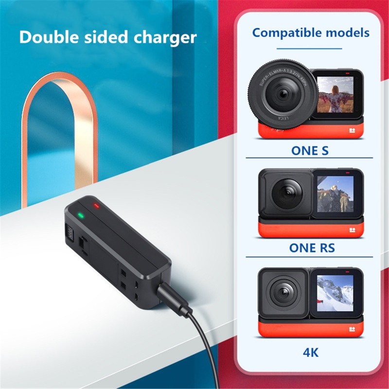 For 360 ONE R/RS 750mAhx2 Battery Base Fast Charge Hub with Type C Cable