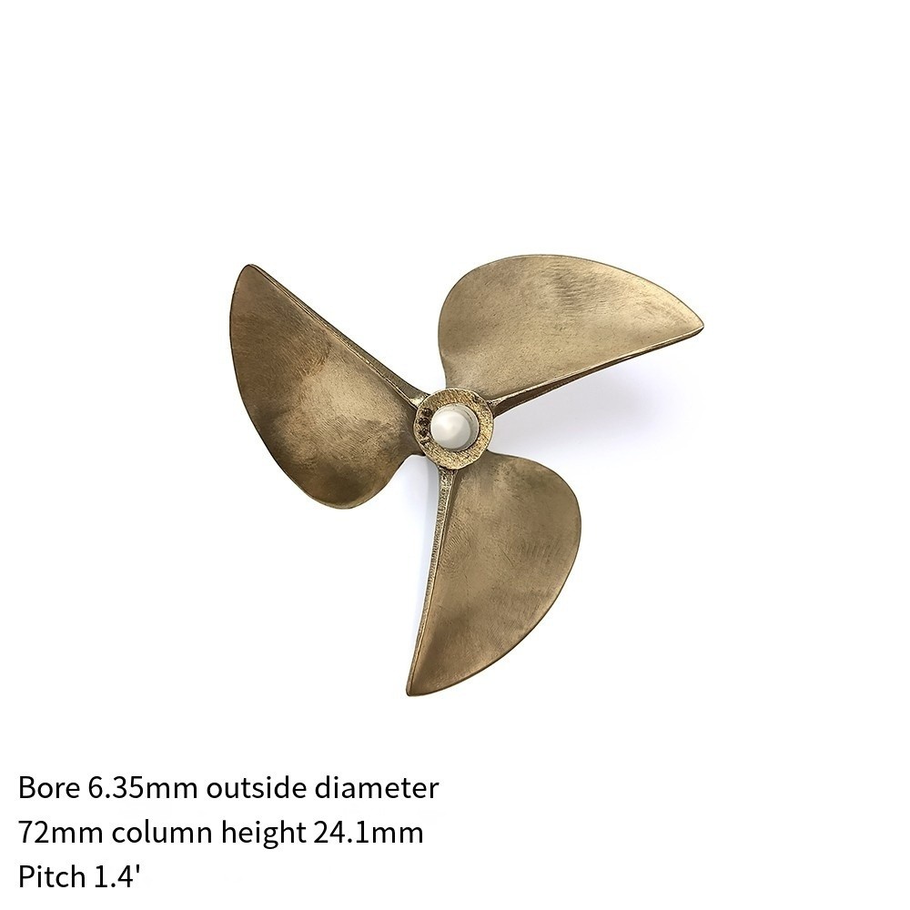 67-72mm 3-Blade Copper Propeller 6.35mm Shaft Hole for RC Model Boat Accessories