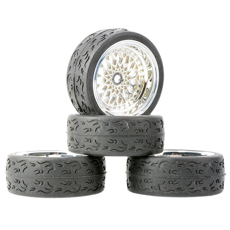 1/10 Onroad Touring Rc Car Wheels Rubber Tires for Tamiya Kyosho TT01 TT02 FW06
