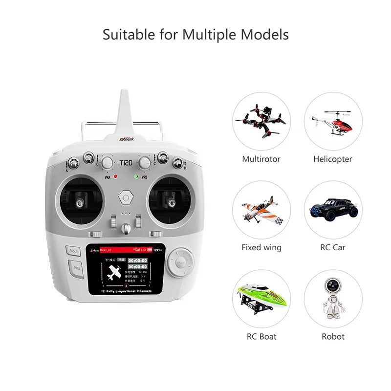 RadioLink T12D 12 Channels RC Transmitter 2.4GHz R16F Receiver Remote Controller
