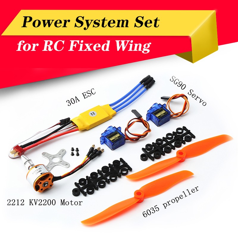 A2212 2200KV Motor 30A ESC SG90 Micro Servo 6035 Propeller Set for RC Fixed Wing