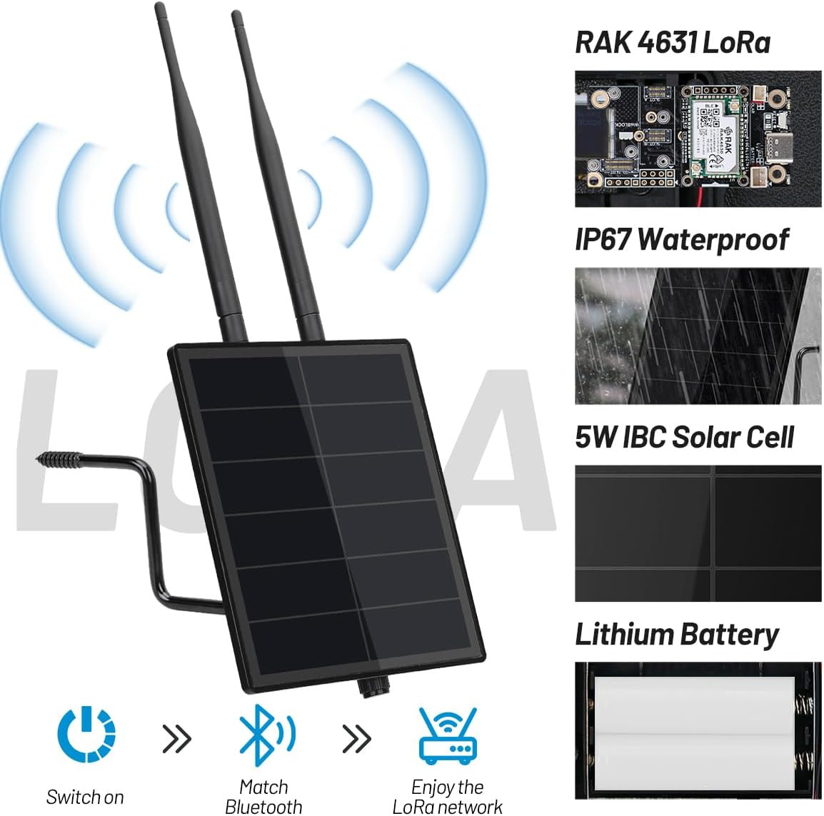 KEEPTEEN D5L-R1 Mesh Solar Lora Repeater Built in Rakwireless 19007+4631 Lora Mo