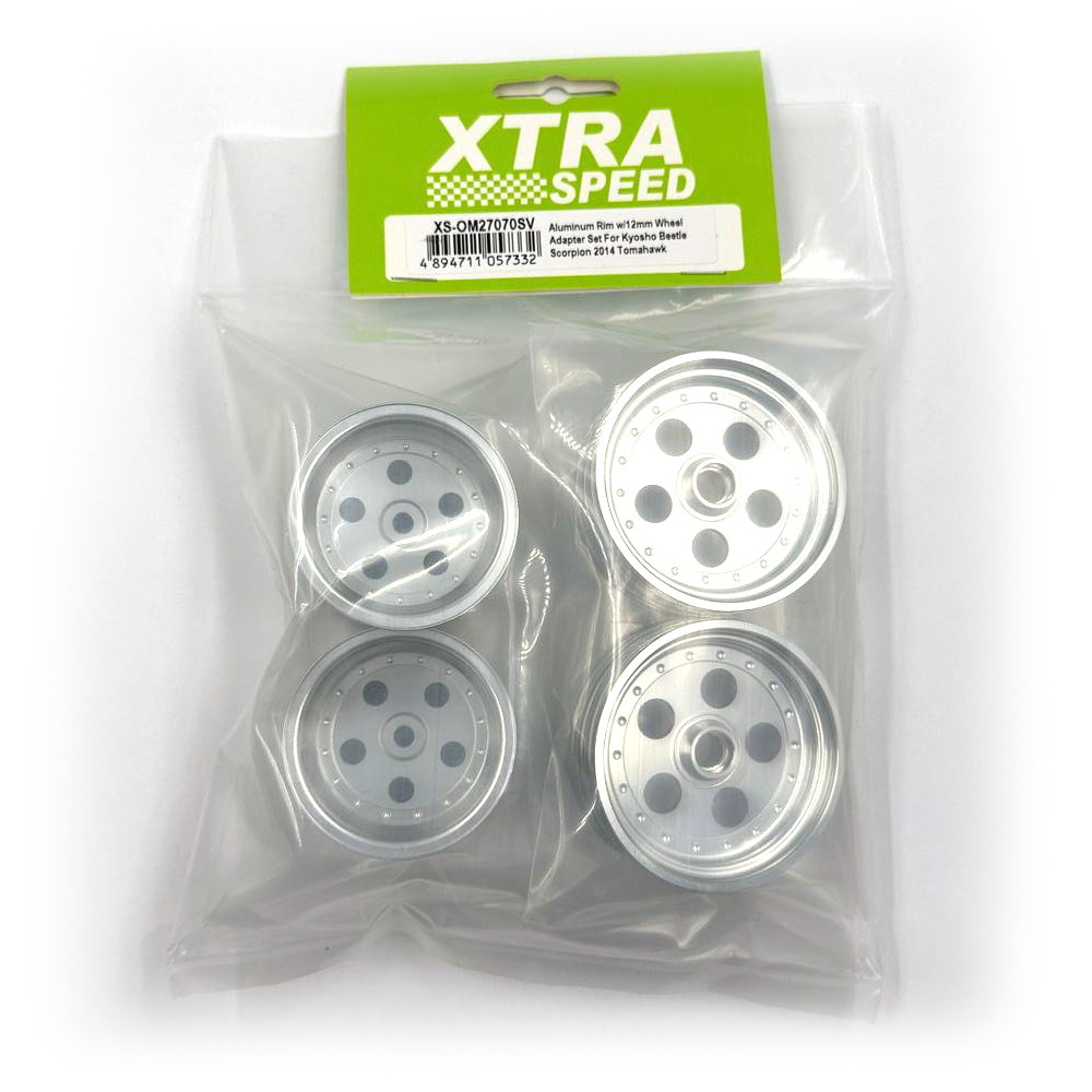 Xtra Speed Aluminum Rim 4pcs w/12mm Wheel Adapter Set For Kyosho Beetle Scorpion