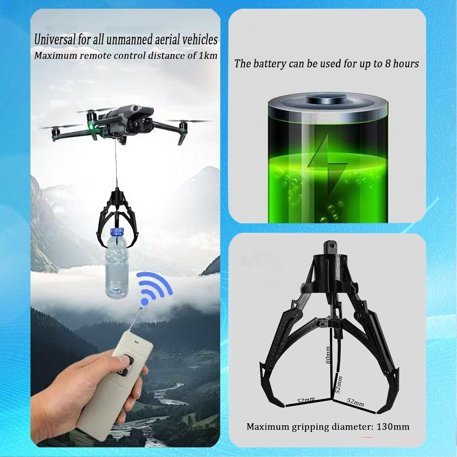 Universally Drone Airdrop System Release Device Payload Delivery Transport Drop,