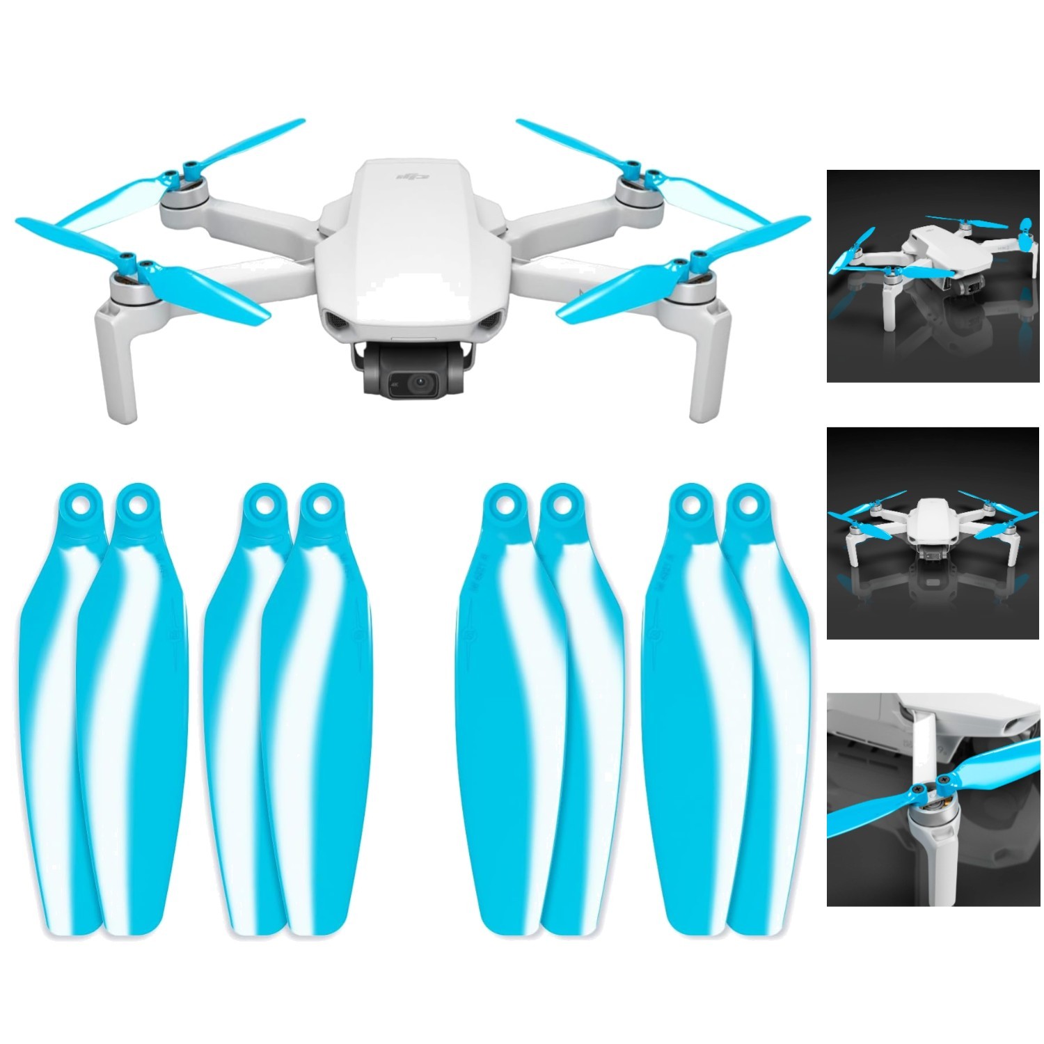 Enhanced Efficiency DJI Mini Propellers – Blue Stealth Set for 2, SE & 4K Drones