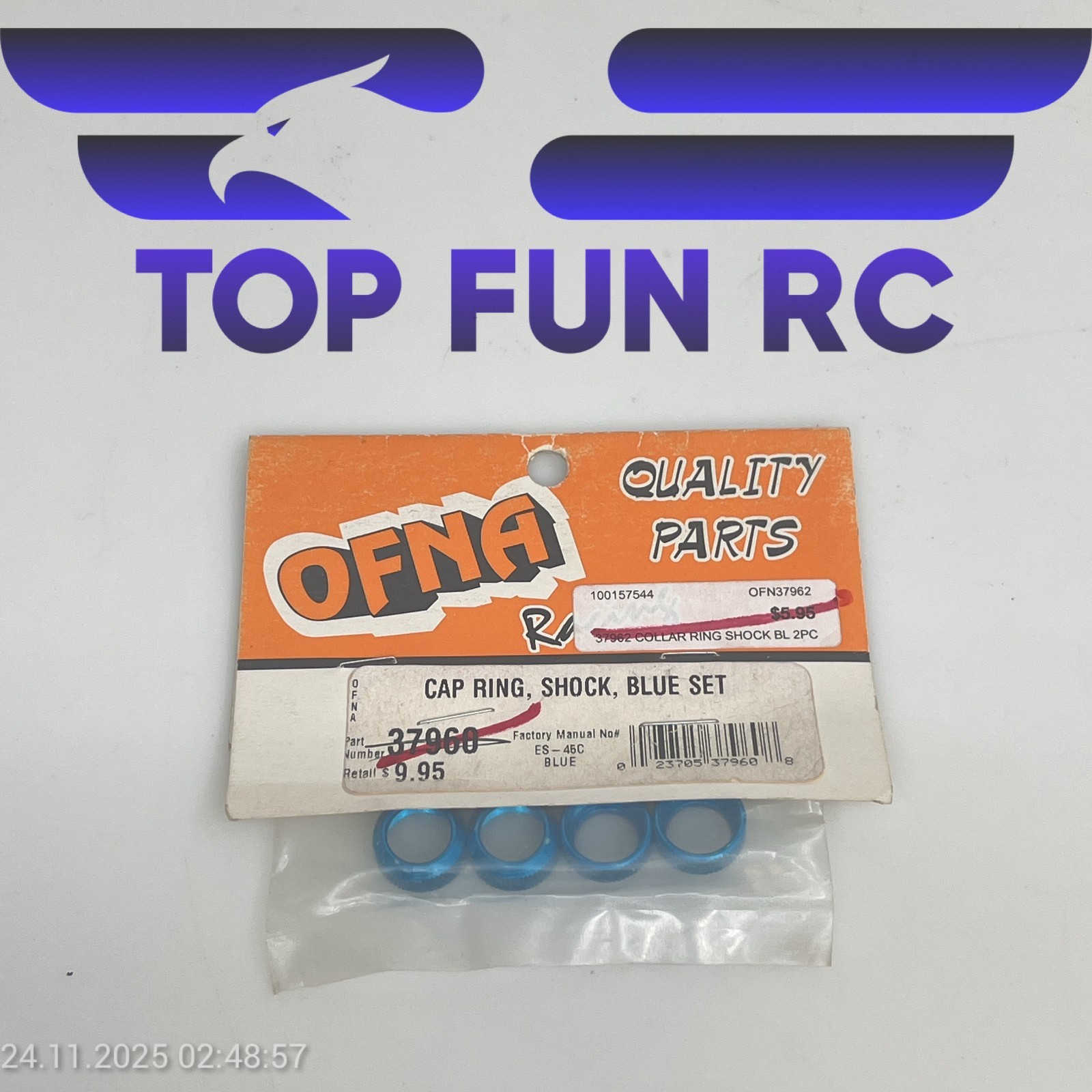 OFNA 37960 CAP RING, SHOCK, BLUE SET FOR OFNA/JAMMIN SCRT10 & ULTRA LX 1/10 CARS