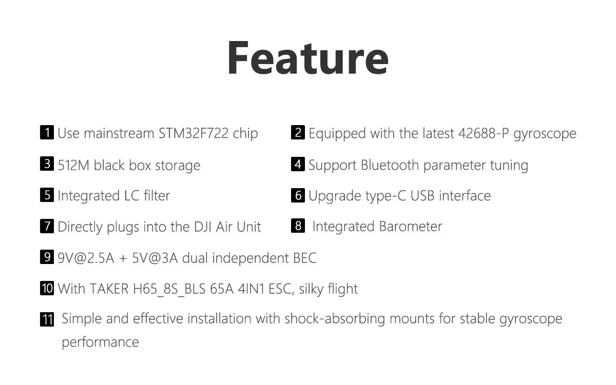 GEPRC TAKER F722 BT 8Bit 65A 60A 50A Stack 4IN1 ESC 512M 32Bit Data Flight