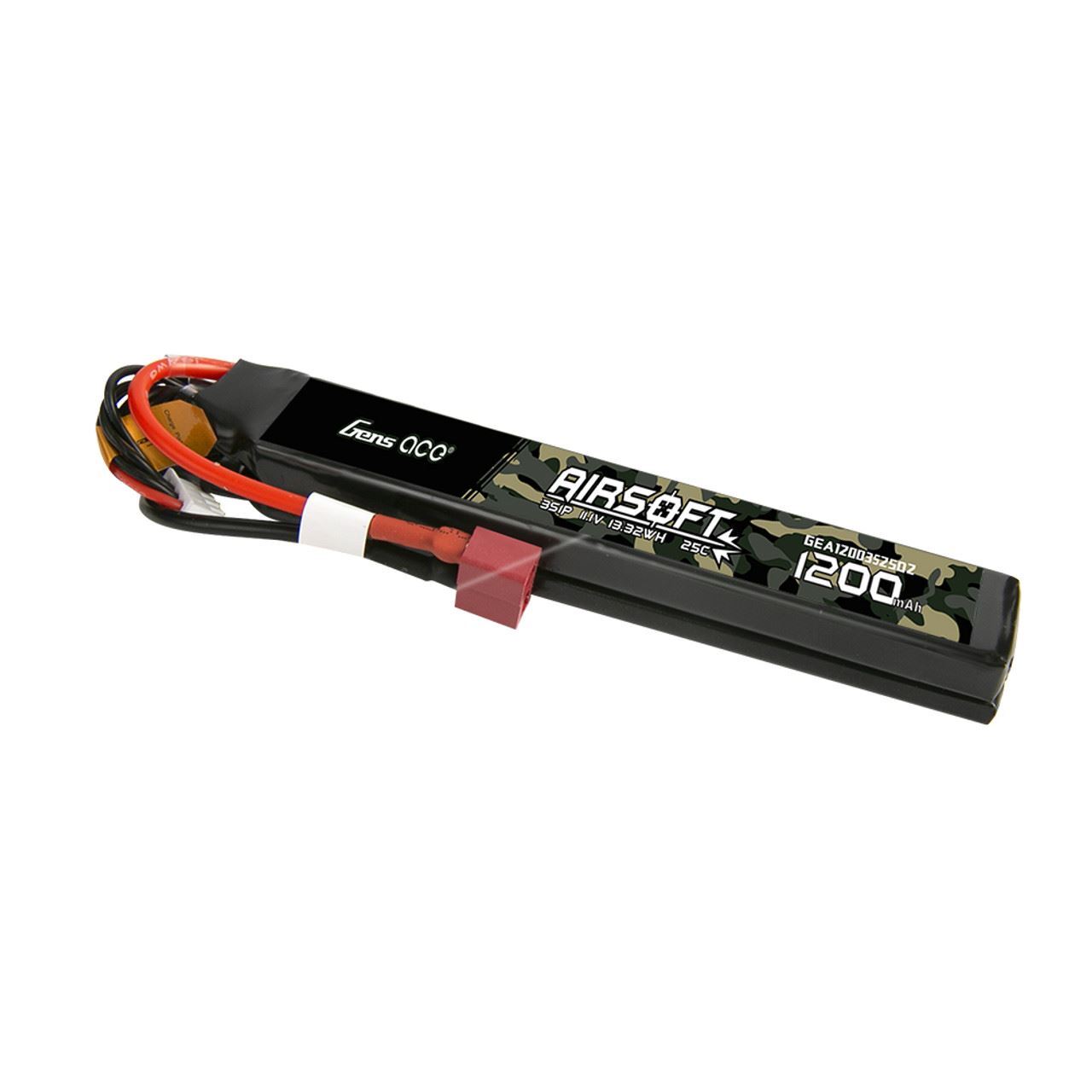 Gens Ace 25C 1200mAh 3S1P 11.1V Airsoft Battery With Dean 2X Plug