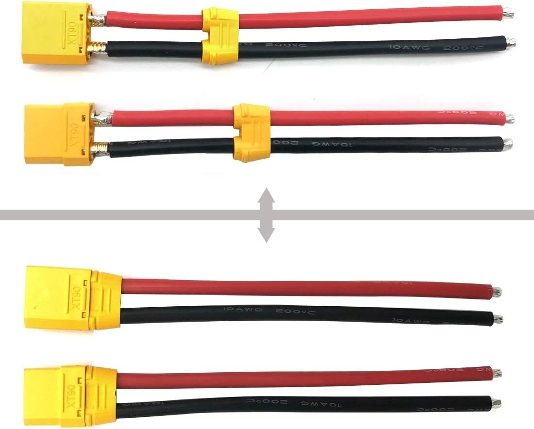 Amass XT90H XT90 Connectors with 150mm 10AWG Silicon Wire 3 Pairs for RC Dron…