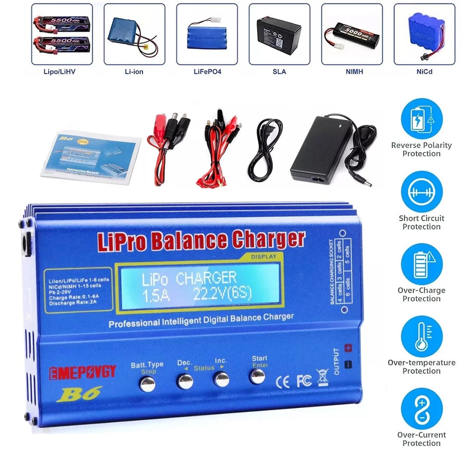 Battery Charger iMAX B6 80W Lipo NiMh Li-ion Ni-Cd Digital RC Balance Charger