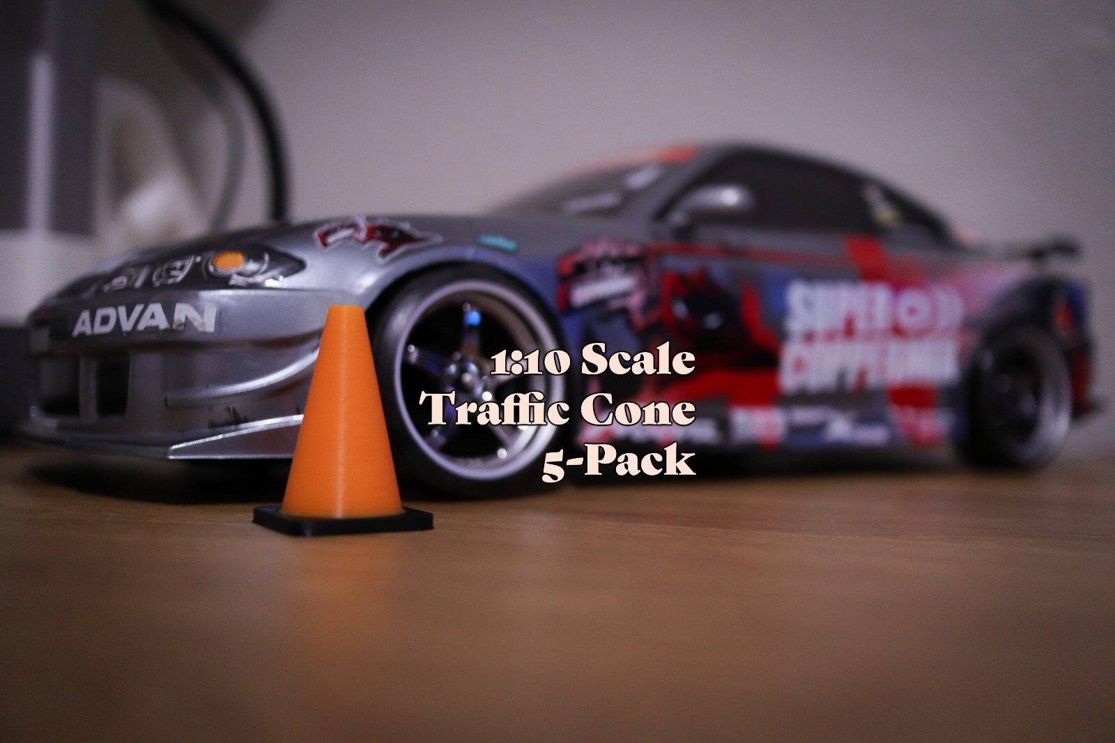 Scale Traffic Parking Cone 1:10 Stackable | For Crawler or Drift Car | 5 Pack