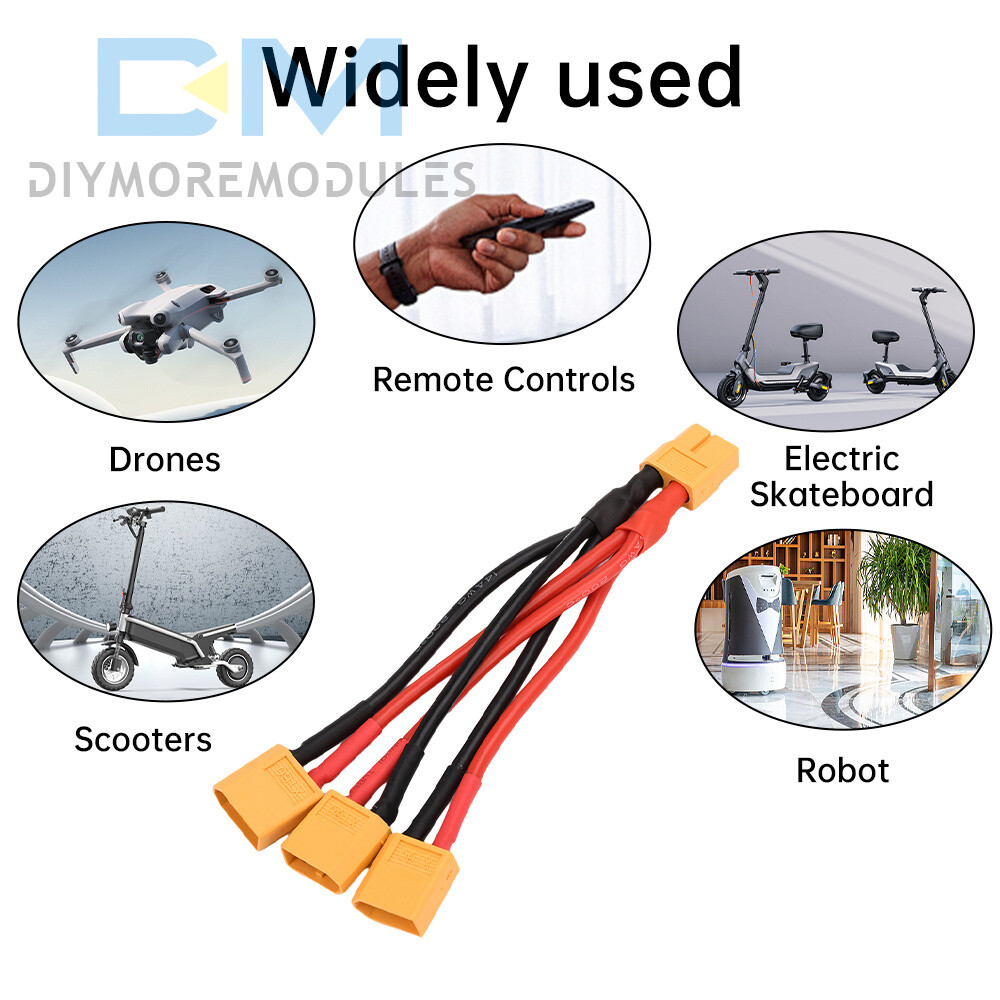 XT60 Male/Female Cable Parallel Battery Connector 4AWG Silicone Wire Y Splitter