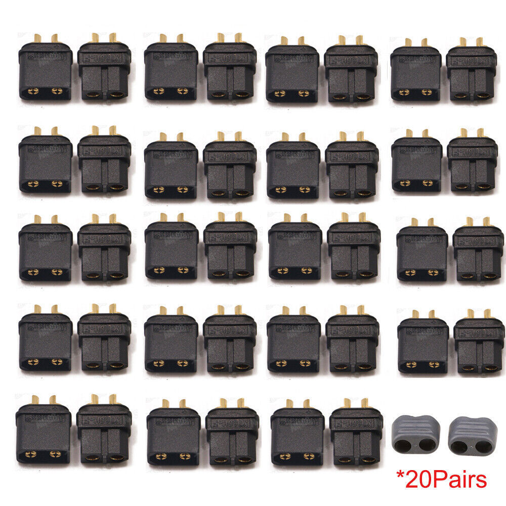 1-20 Pairs Amass XT60 Connectors Plugs Gold Plated UL XT60U XT60H Plug 60A