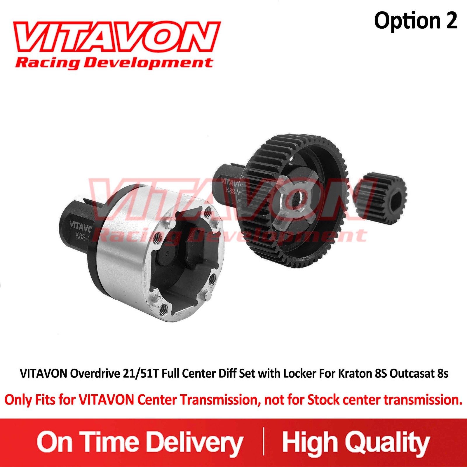 Vitavon Full Center Diff Set 21/51T Overdrive For Arrma Kraton 8S Outcast 8S
