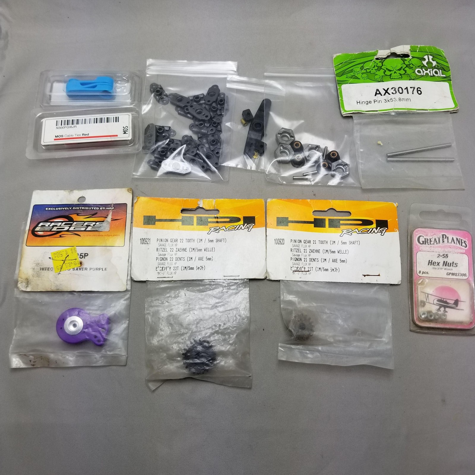 Mixed RC Racing Parts Lot HPI Axial Pinion Gears Great Planes Hex Nuts Servo