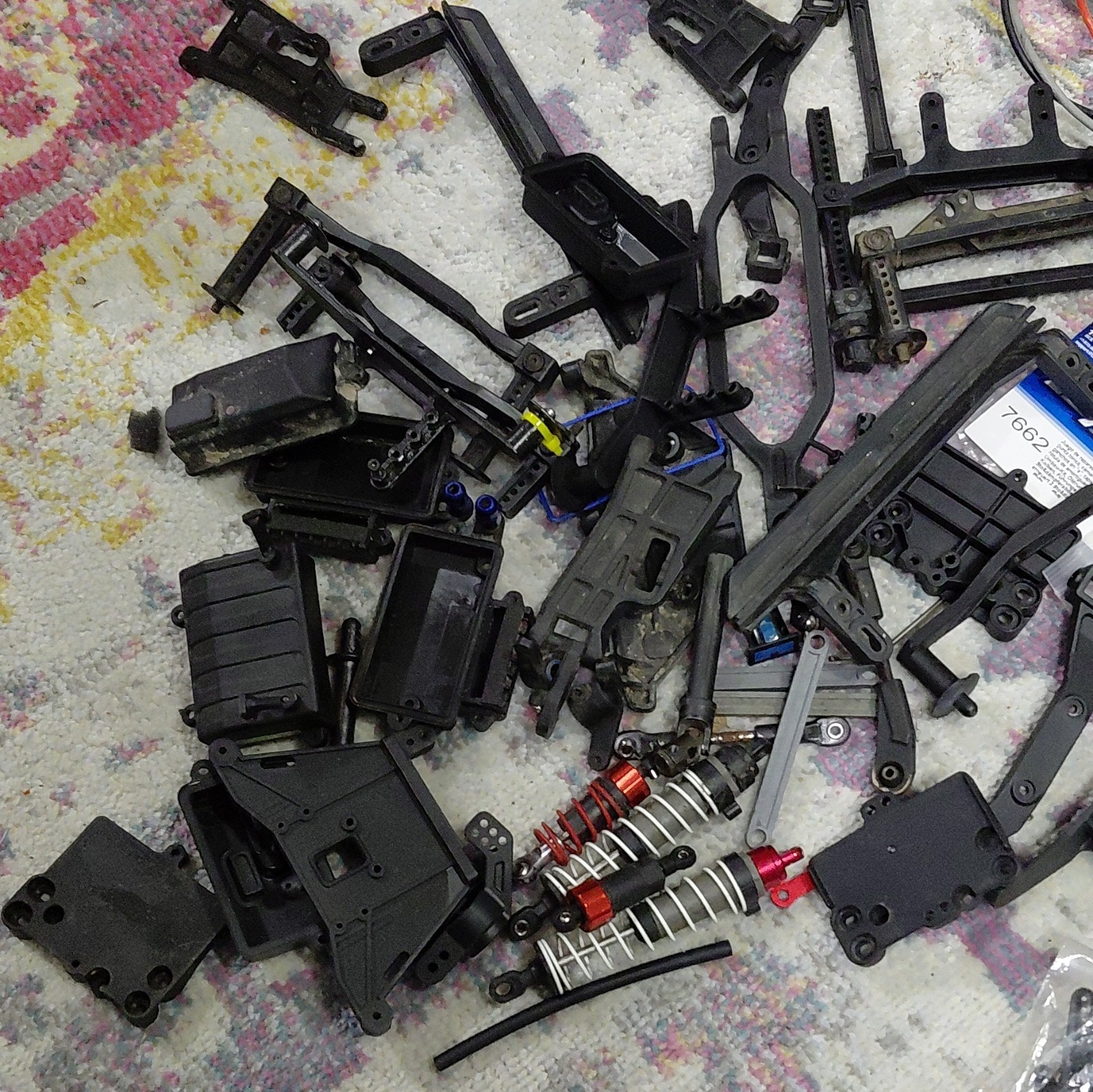 RC Car Parts Lot – Shocks, Motors, Chassis/Frame, Suspension, Hardware