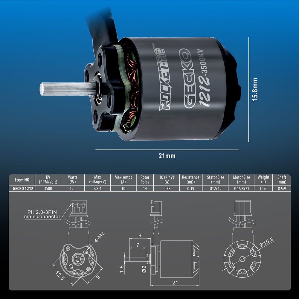 ROCKET-RC GECKO MINI24 ESC 1212 Motor Brushless Sensorless Motor ESC Combo