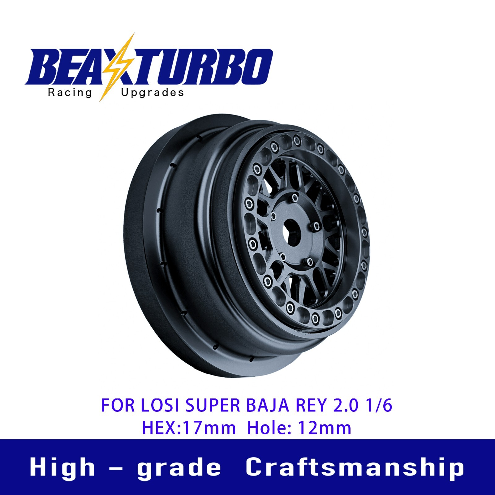BeaxTurbo Losi Super BAJA REY2.0 1/6 Aluminum Bead lock Wheel Titanium/gray 1pcs