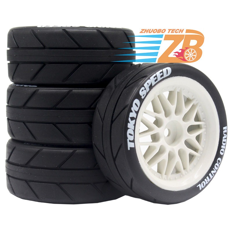 1/10 Rc Car 4PCS Wheels Tires Set For Hpi Rs4 Tamiya tt01e tt02 4tec MST FW06 D4