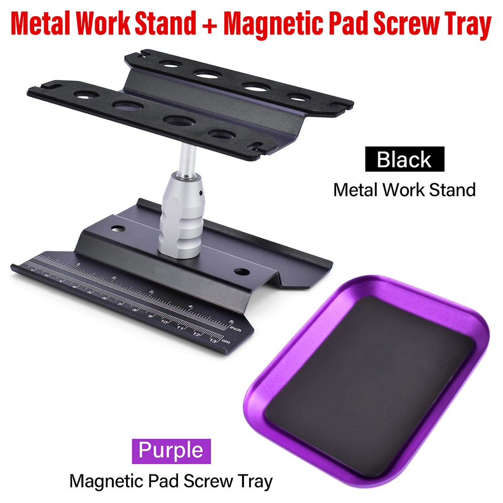 RC Car Work Stand Metal Repair Workstation w/ Magnetic Tray For 1:8 1:10 RC Car