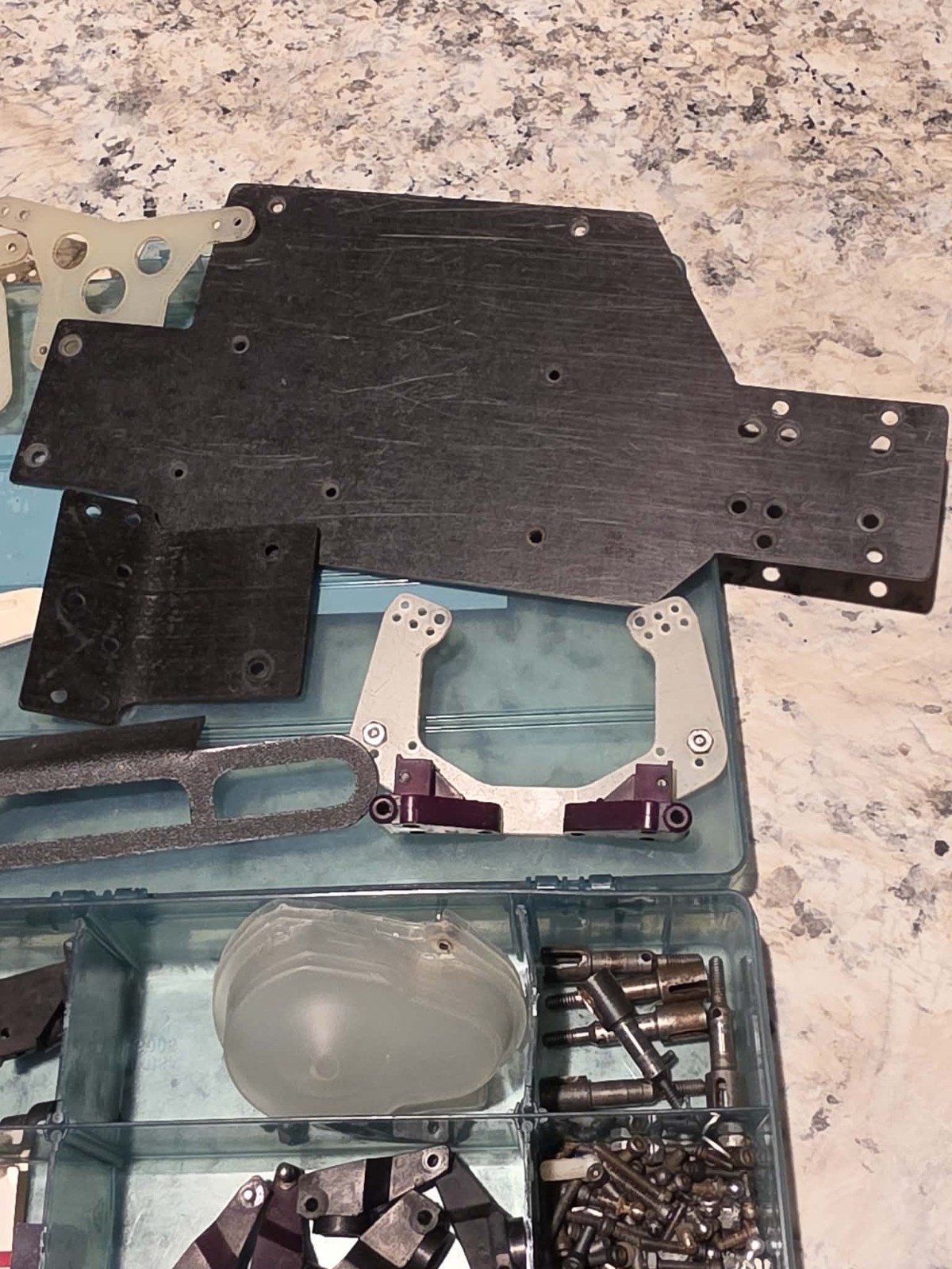 RC10 Parts And Hardware Lot Andy’s A Arms Oval Chassis + Nose plate