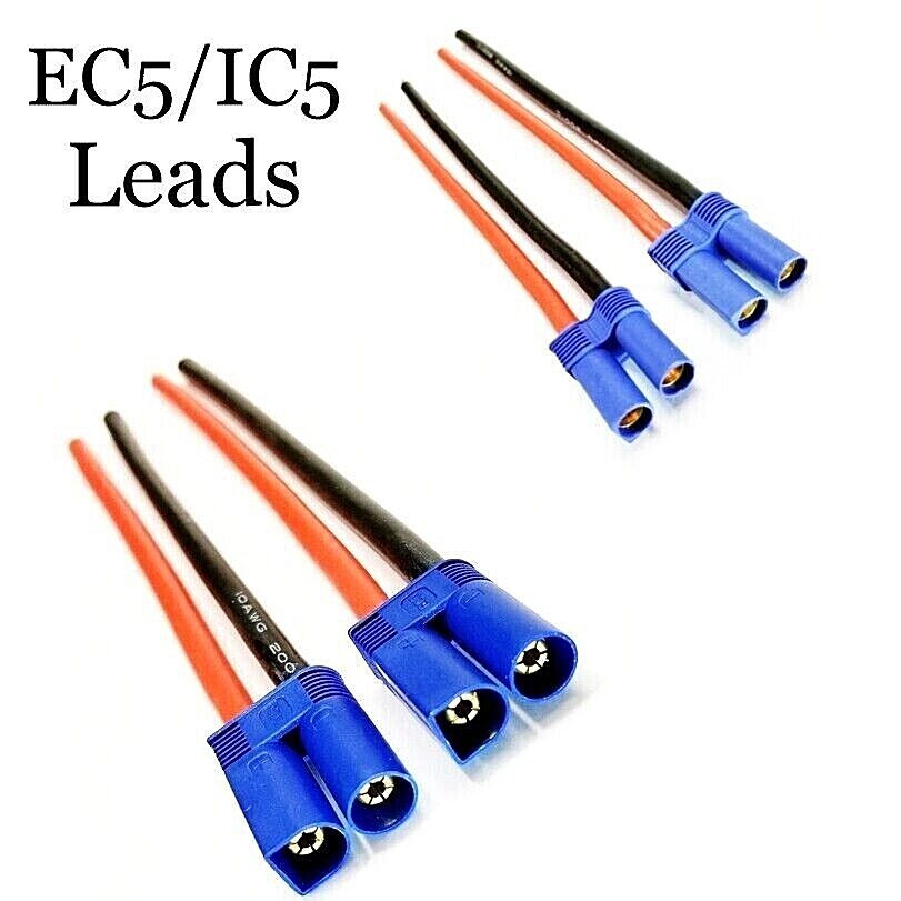 RCP EC5/IC5 Leads 10 awg wire 6″ Length Male or Female