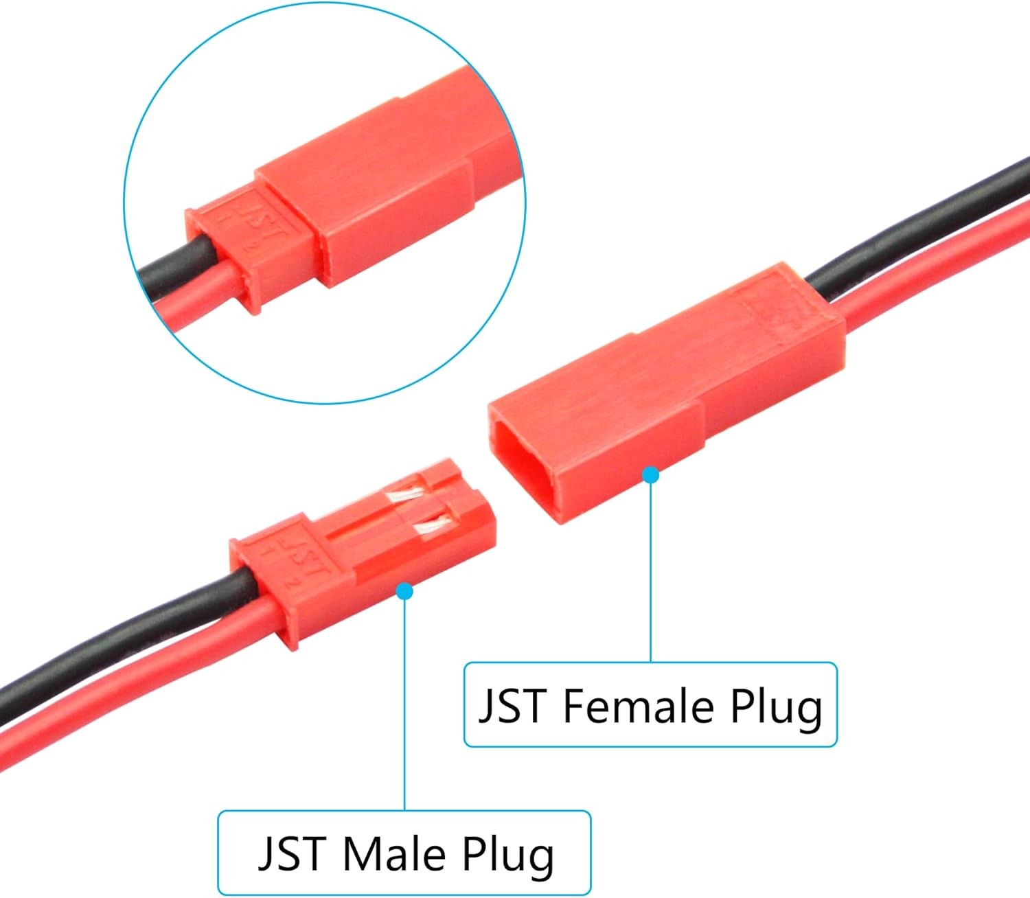 3Pcs XT60 Male to Female Connector Adapter with JST Plug 20awg 8cm…