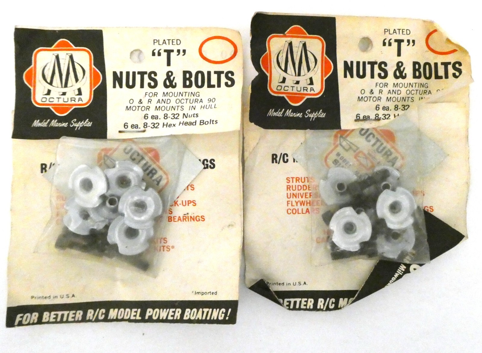 Octura Model Marine Plated “T” Nuts & Bolts Hex Head Bolts 12ea 8-32