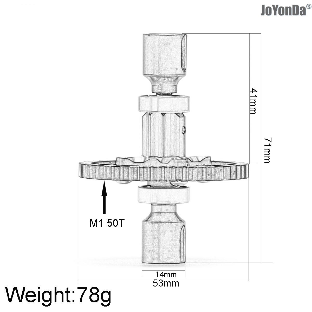 #ARA310959 Center Diff Set Straight Shaft 50T Steel Gear M1.0 for RC Car Arrma