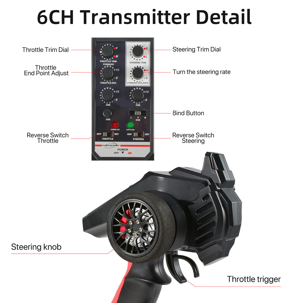 AUSTAR RC Transmitter and Receiver 2.4G 3CH 4CH 6CH for 1/10 1/8 Crawler TRX4