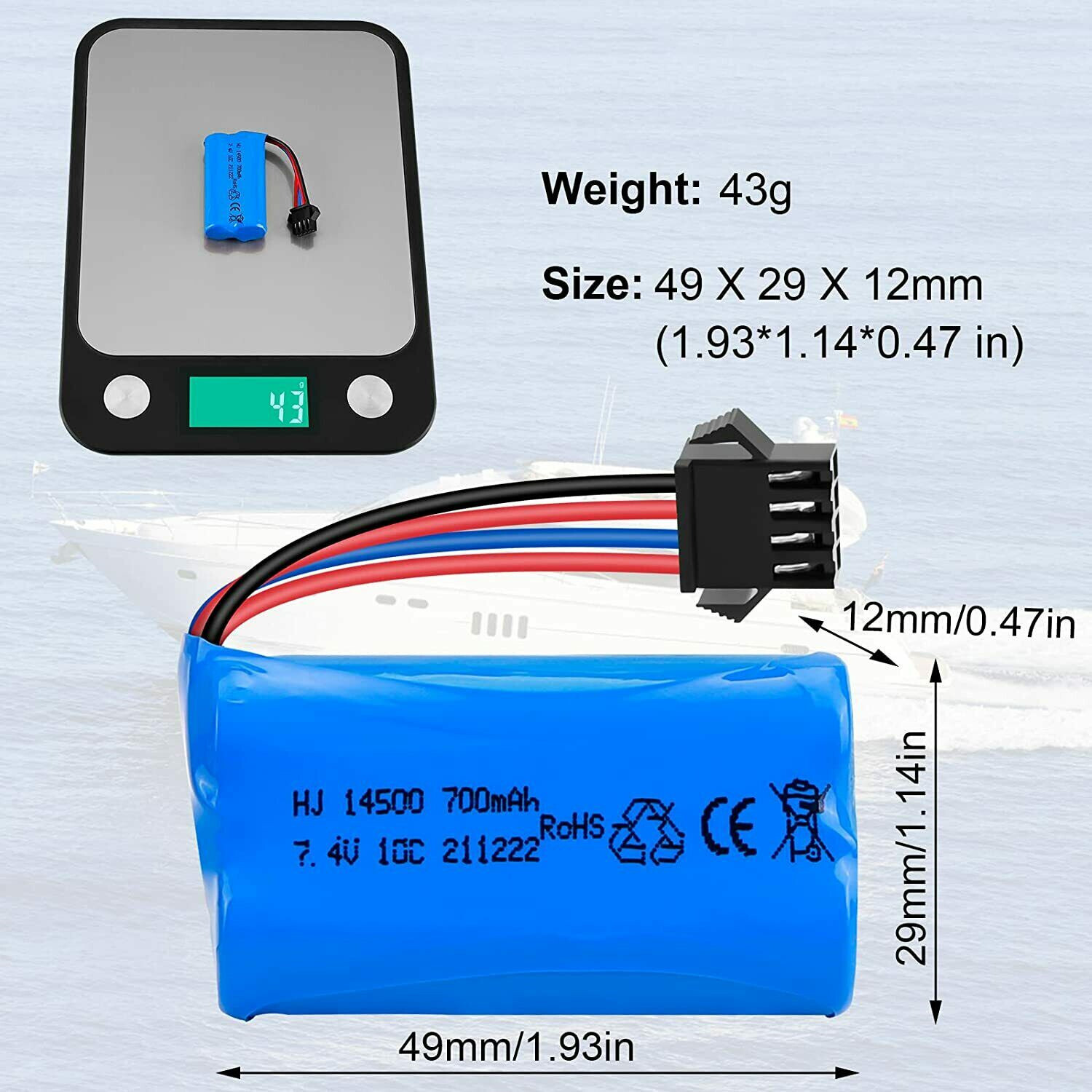 7.4V 700mAh SM-4P Plug Li-ion Battery USB Charger for RC Car Truck Boat Vehicle