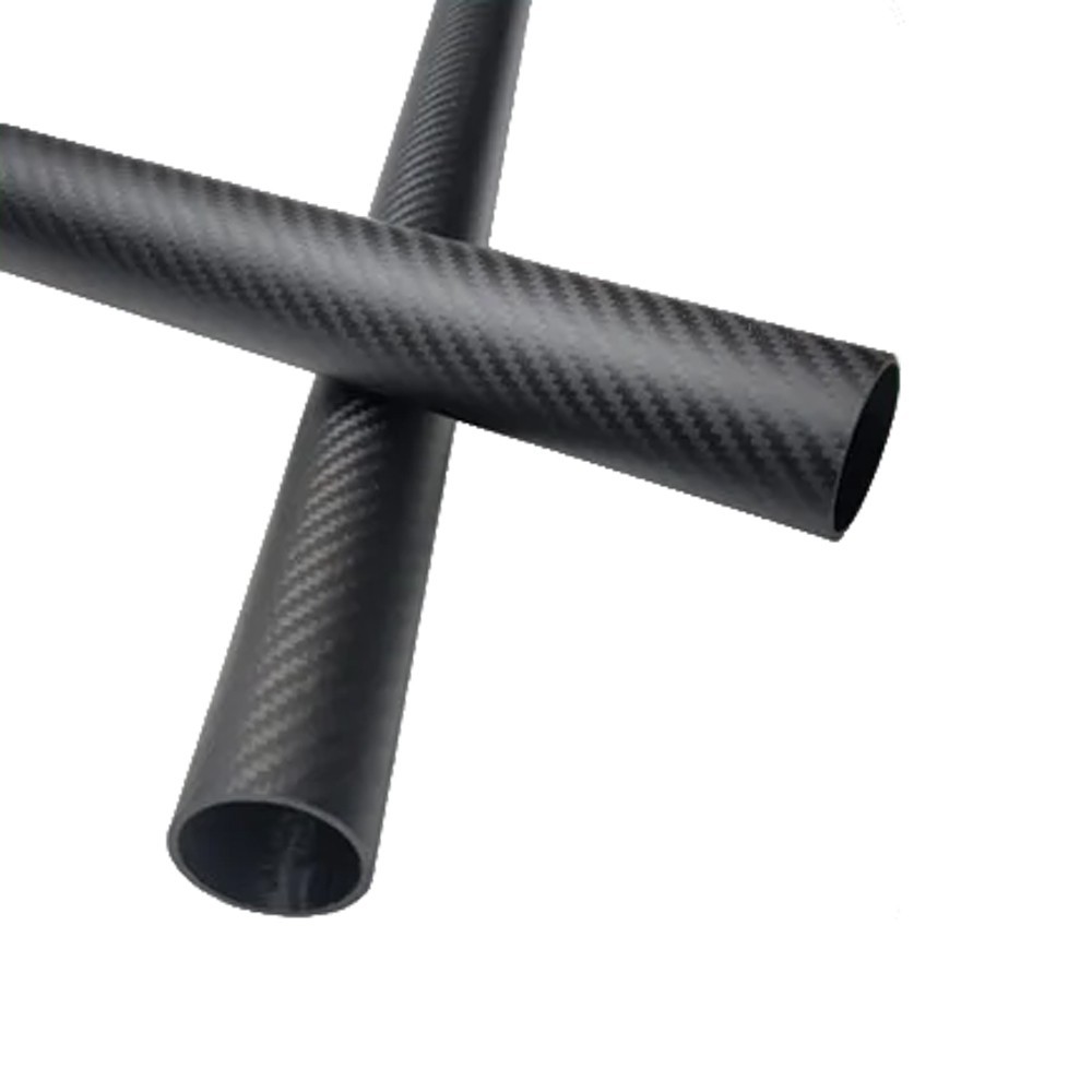 3K Carbon Fiber Tube OD 23mm x ID 21mm Roll Wrapped 500mm Matte Twill Black 2Pcs