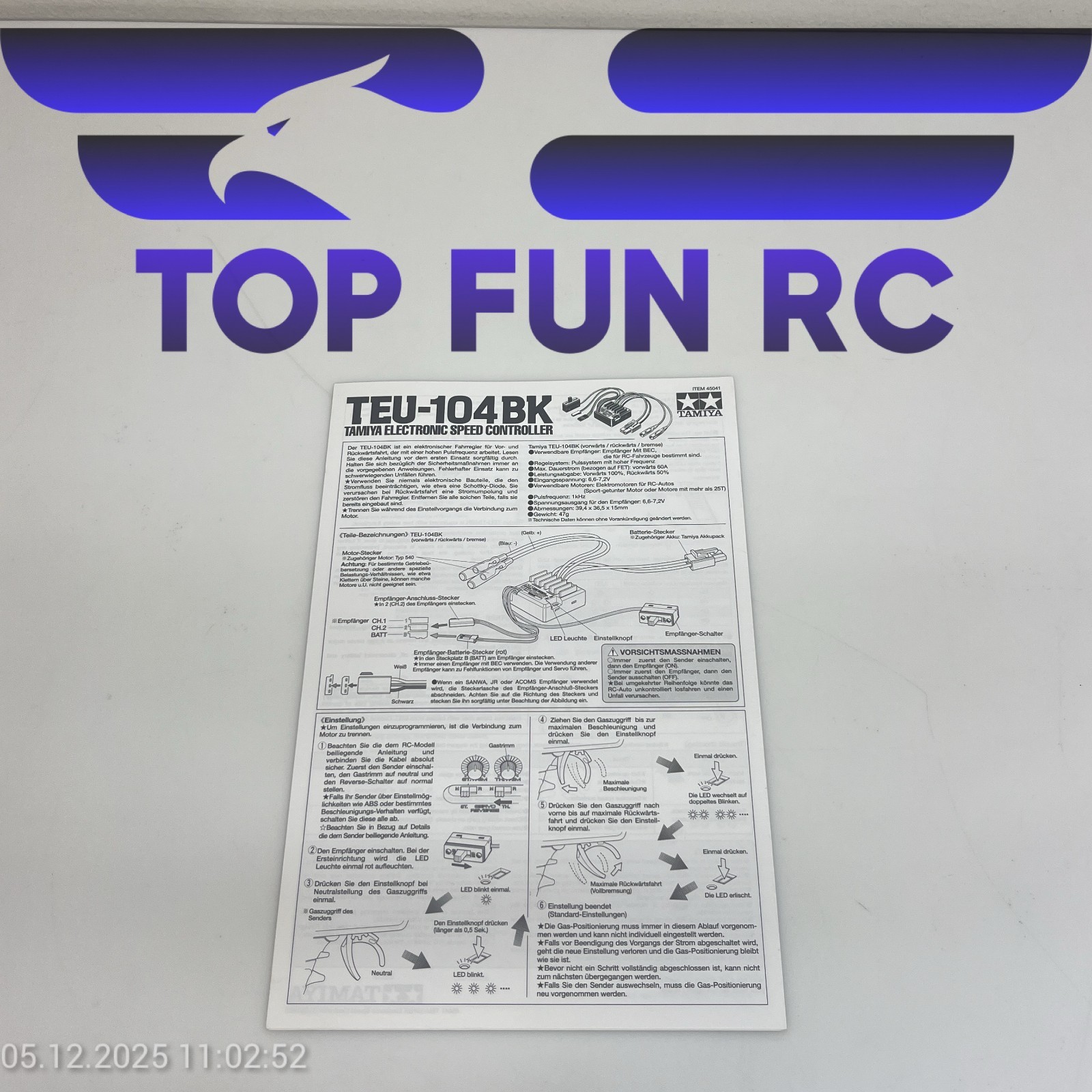 TAMIYA TEU-104BK ELECTRIC SPEED CONTROLLER VINTAGE INSTRUCTION MANUAL!