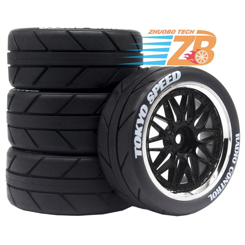 1/10 Rc Car 4PCS Wheels Tires Set For Hpi Rs4 Tamiya tt01e tt02 4tec MST FW06 D4
