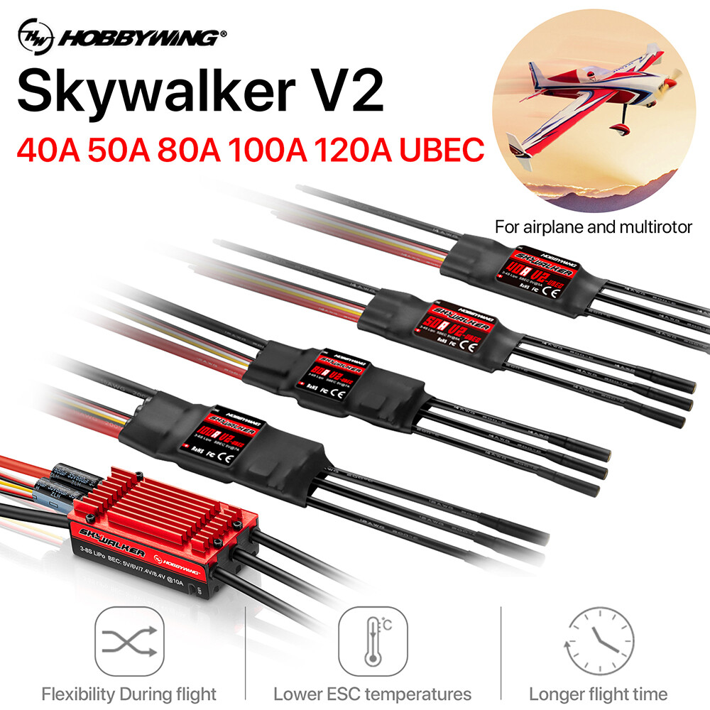 Hobbywing Skywalker 40A 50A 80A 100A Brushless ESC Reverse Break For Fixed Wing