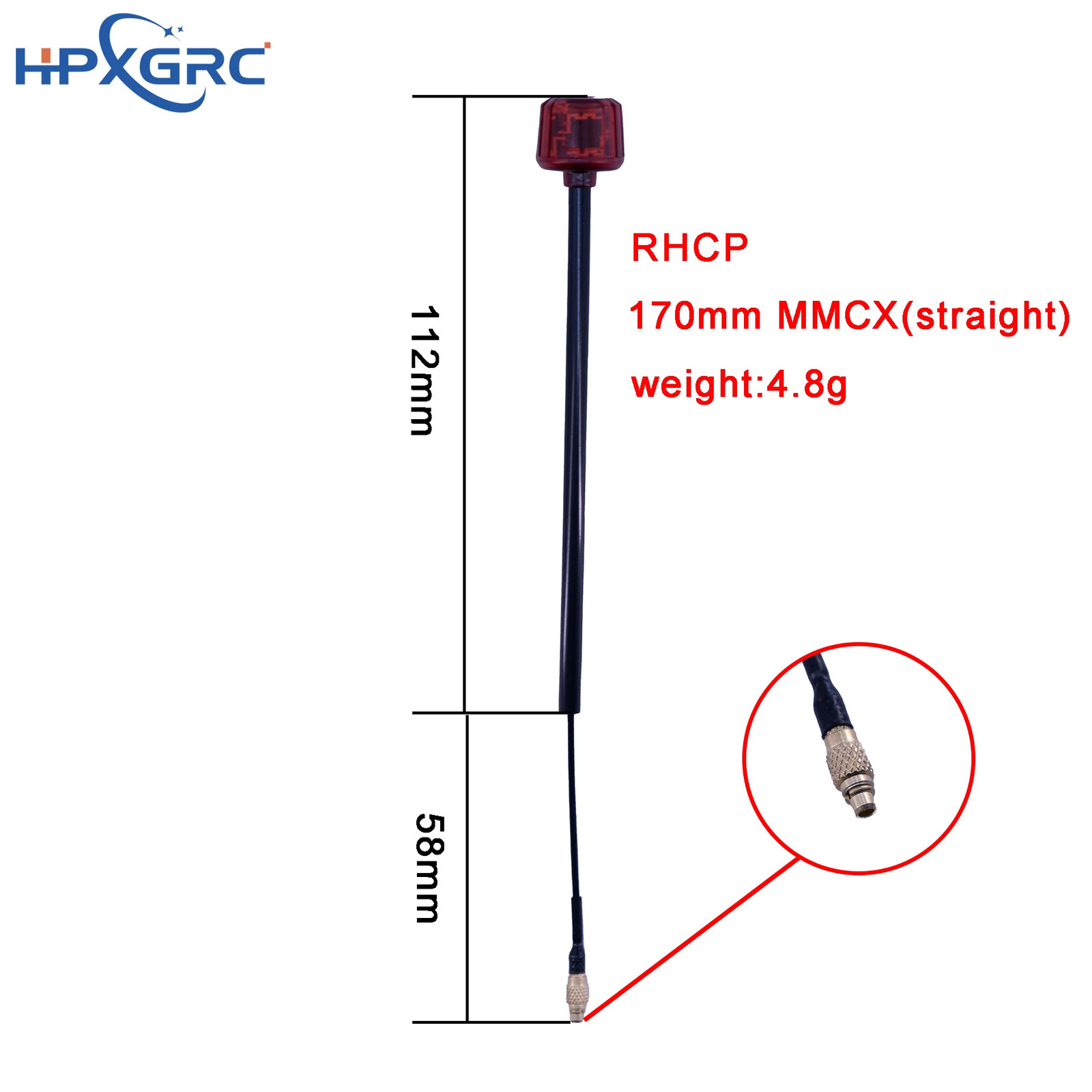 HPXGRC 5.8G FPV Antenna Long Version – RHCP for 5.2-6GHz RC Quadcopter Drone