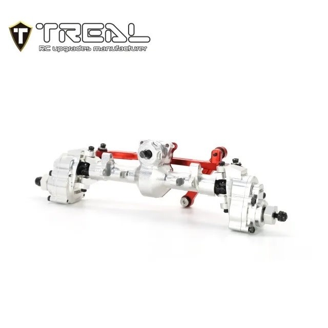 TRLX003DWBRYB SCX24 FRONT PORTAL AXLE COMPLETE KIT ALUMINUM SLIVER
