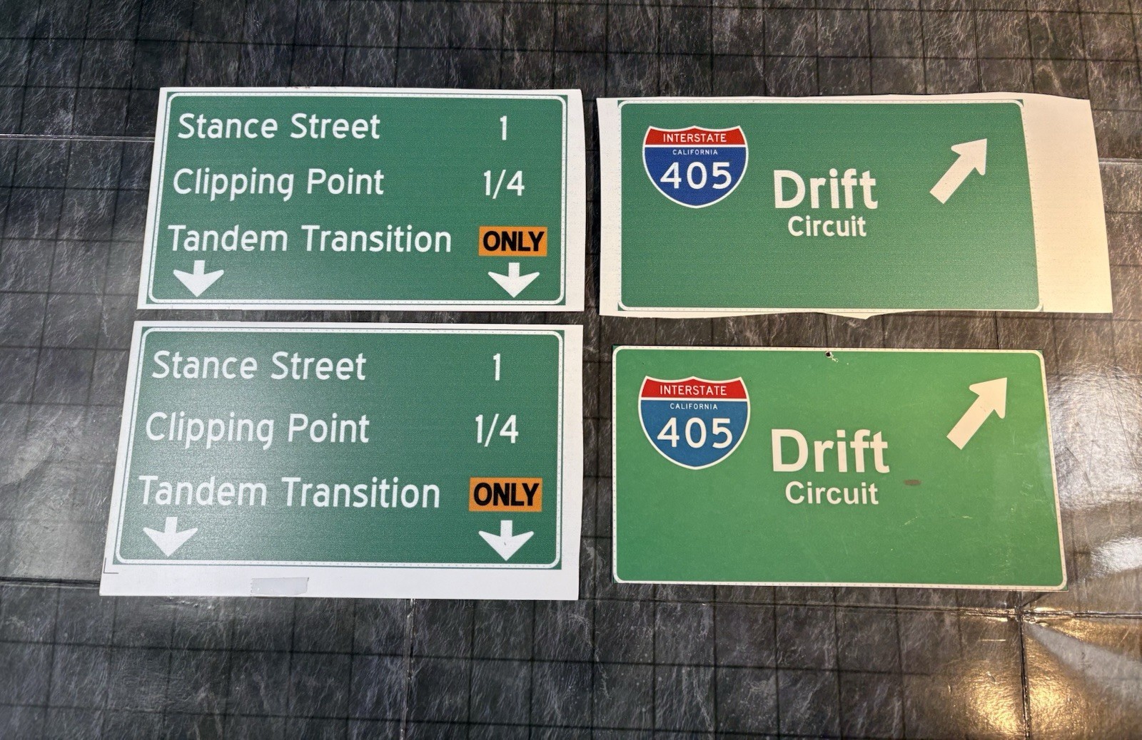 RC Drift Car Track Street Freeway Road Signs Approximate 1/10 Scale.