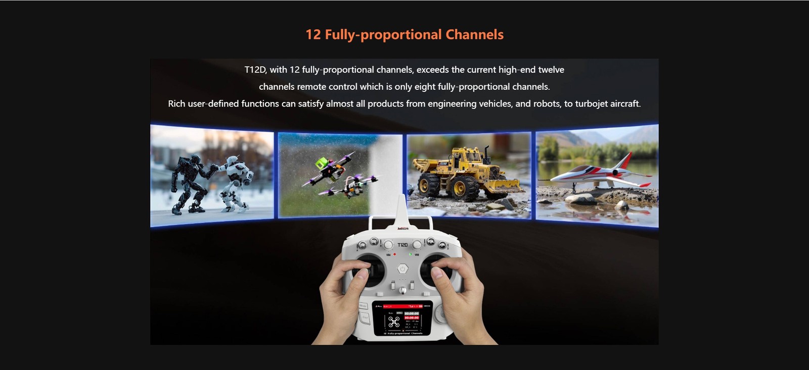 RadioLink T12D 12 Fully-proportional Channels Transmitter with R12F receive