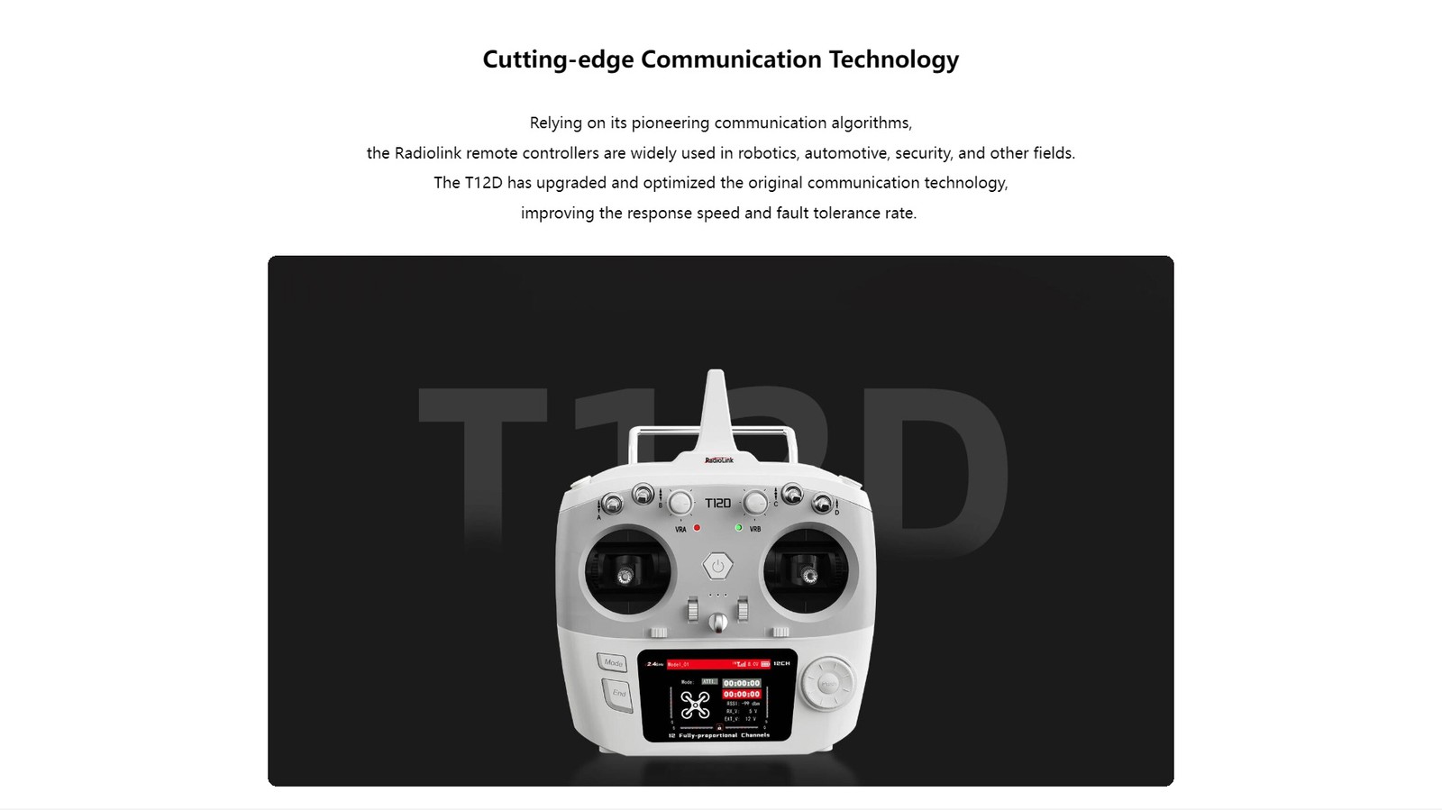 RadioLink T12D 12 Fully-proportional Channels Transmitter with R12F receive