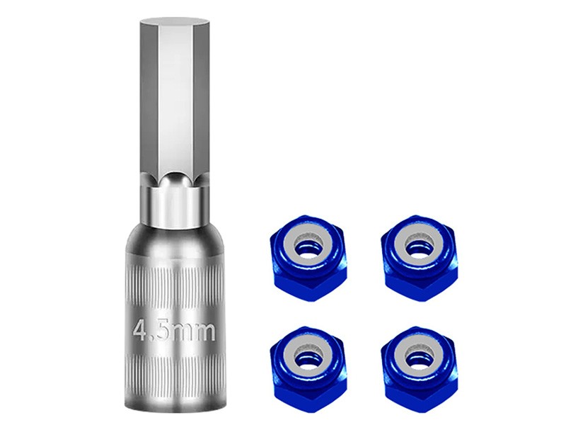 ALLOY WHEEL LOCK NUT & NUT WRENCH FOR AXIAL 1/30 SCX30 CRAWLER AXI-2261 AXI-2048