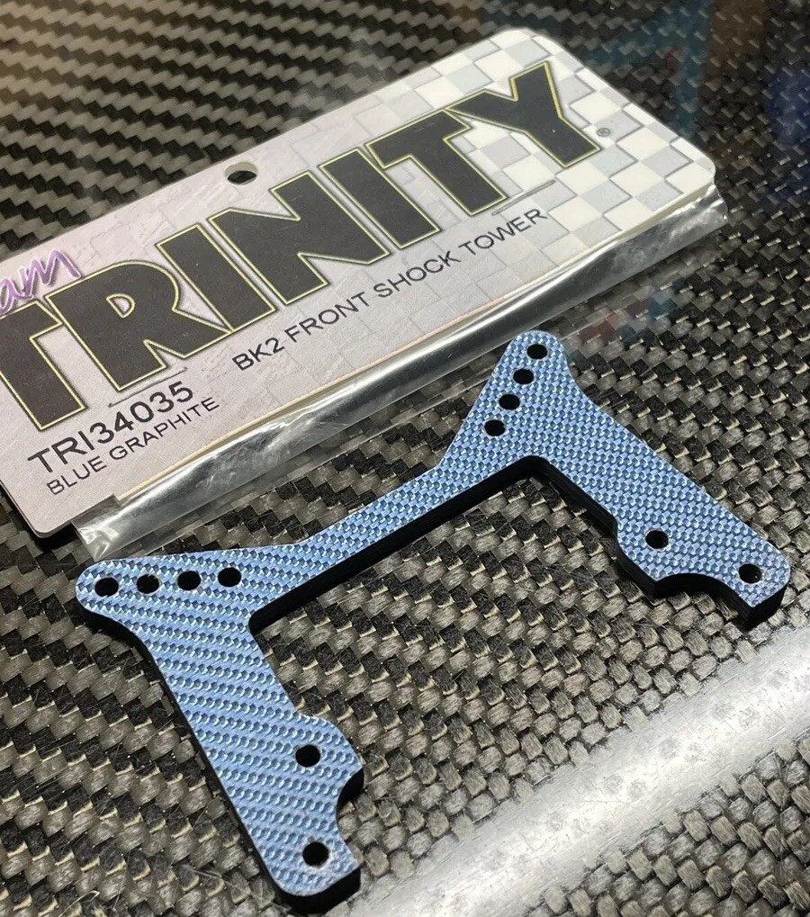 Trinity Rc BK2 Blue Carbon fiber Front Shock Tower Kinwald Graphite Vintage