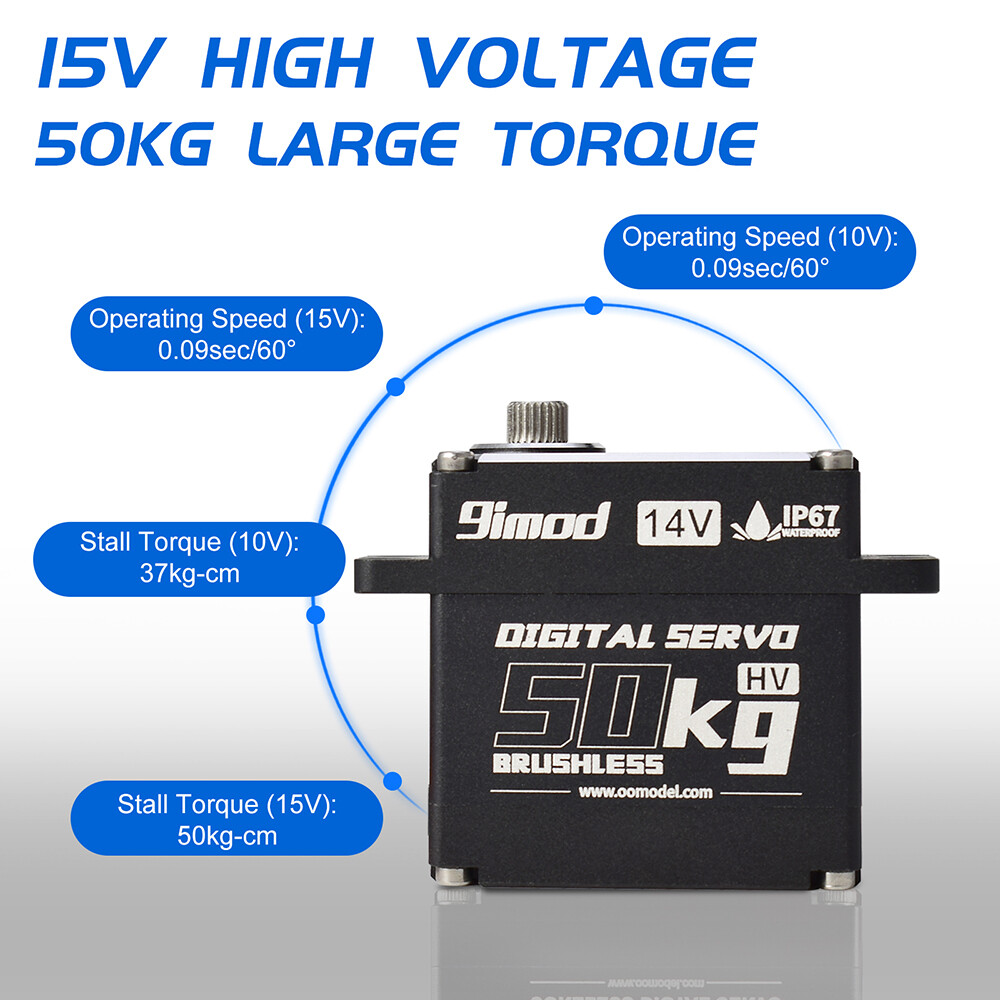 9imod 50KG BLS-HV50MG 14V HV Brushless Digital Servo for 1/5 RC Car Boat Robot