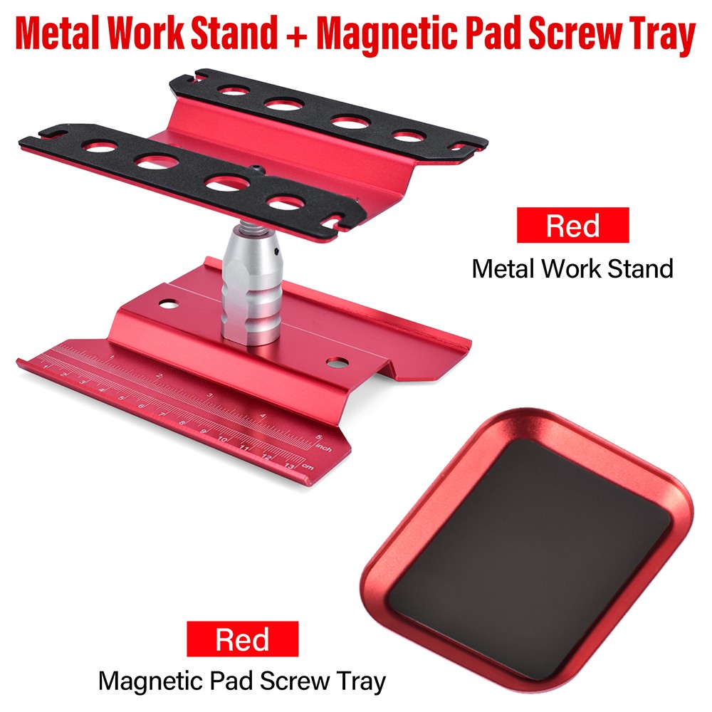 RC Car Work Stand Metal Repair Workstation w/ Magnetic Tray For 1:8 1:10 RC Car